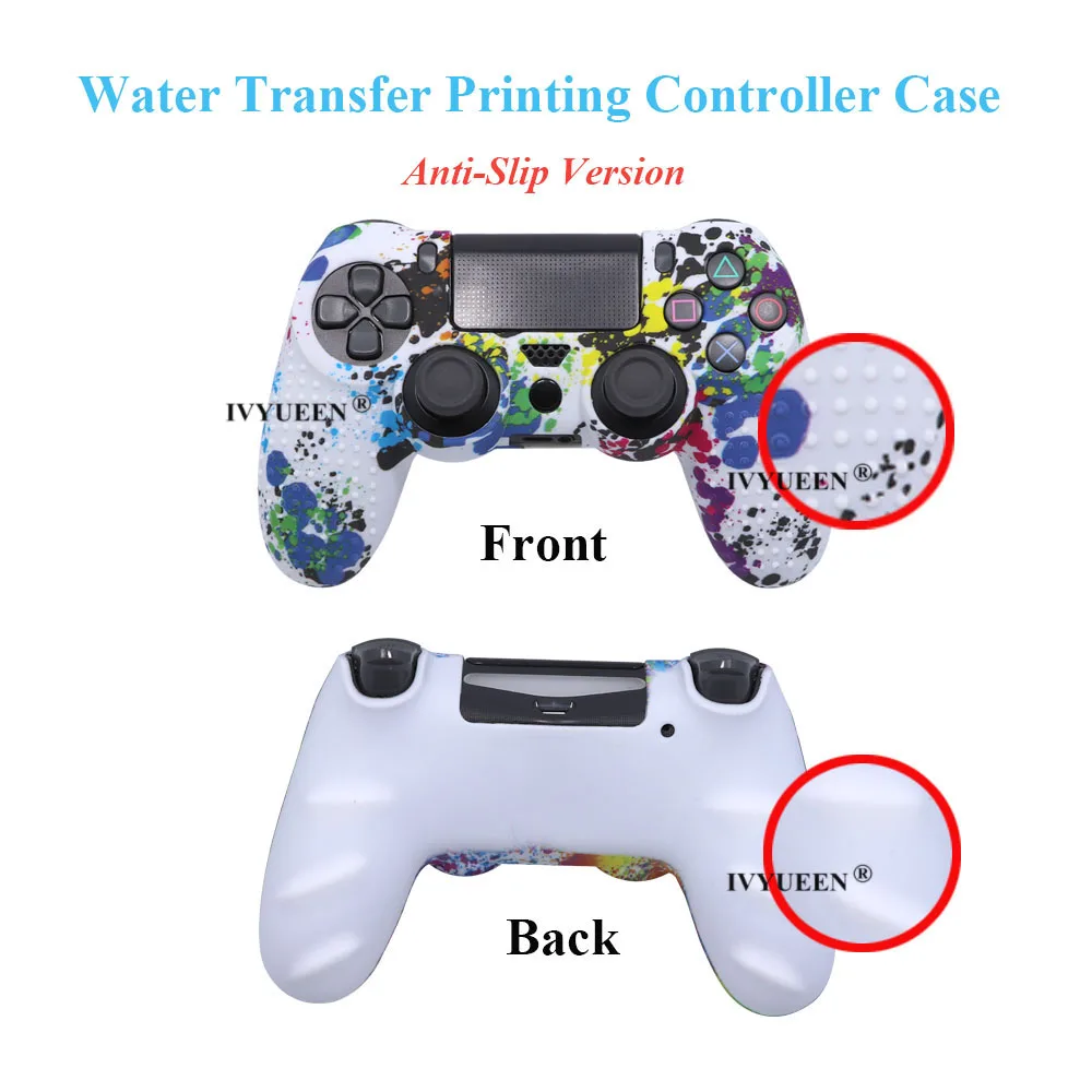 Ivyueen-capa protetora de silicone para playstation 4, ps4 pro, slim, com punho do polegar, controle dualshock
