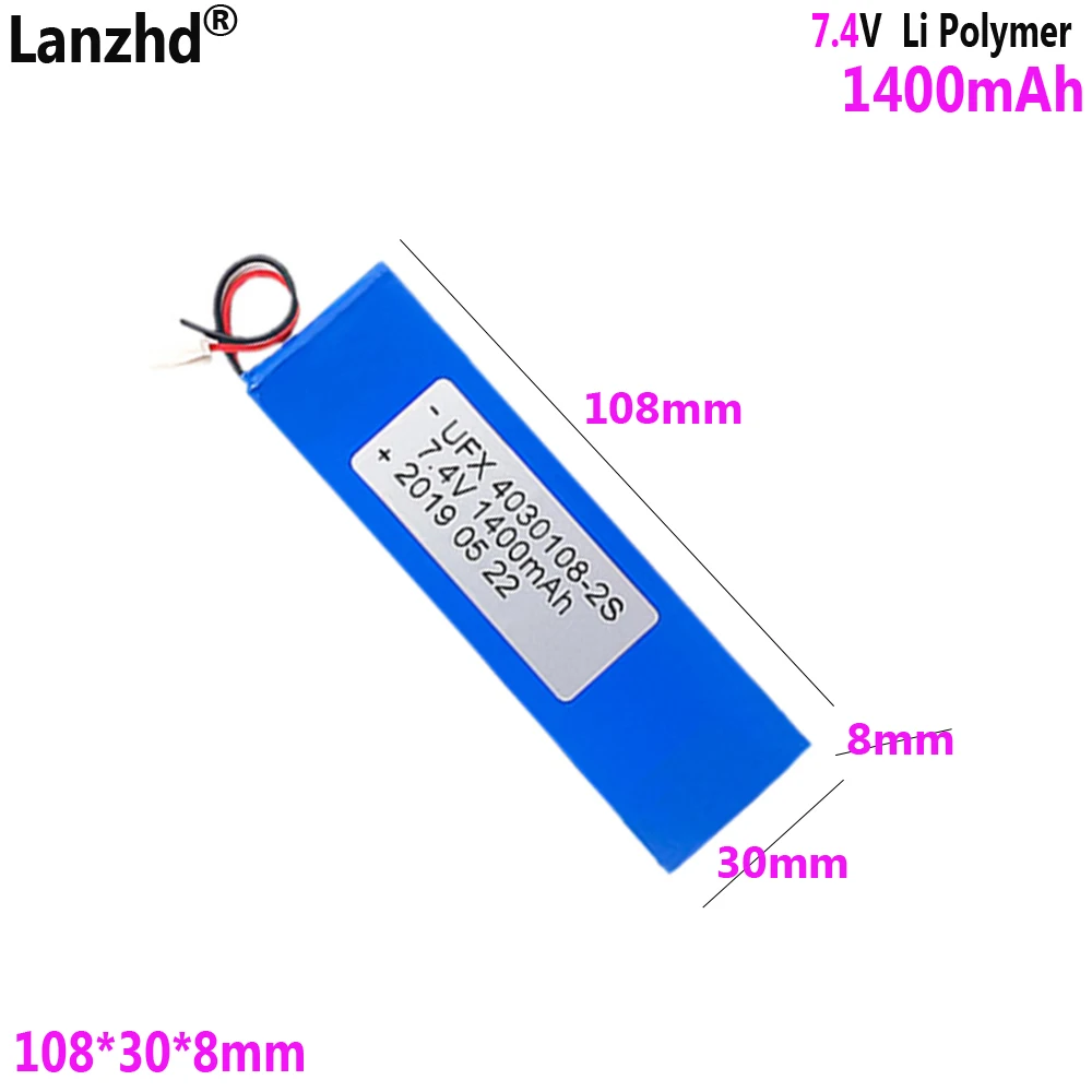 4030108 2S 7.4v 1400mAh For photography lamp handheld barcode scanner lithium battery beauty gun battery