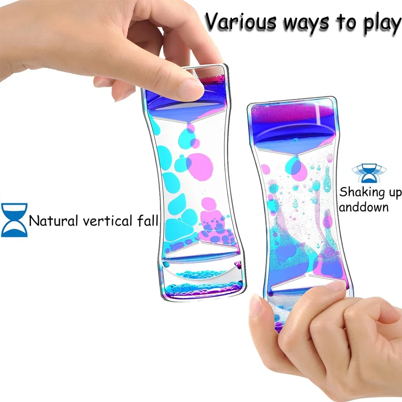 Colorful Liquid Motion Bubbler Hourglass Accessory, Flowing Liquid Visual Relax Gadget, Desktop Calming Ornament Office Househol