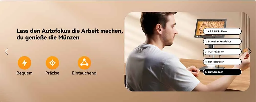 Elikliv EM3K-AF 7'' 2000X Autofokus Digitalmikroskop 3K HDMI Löt-Mikroskop für Elektronik-Reparatur mit 10-Zoll-Ständer 64GB – Detail 7