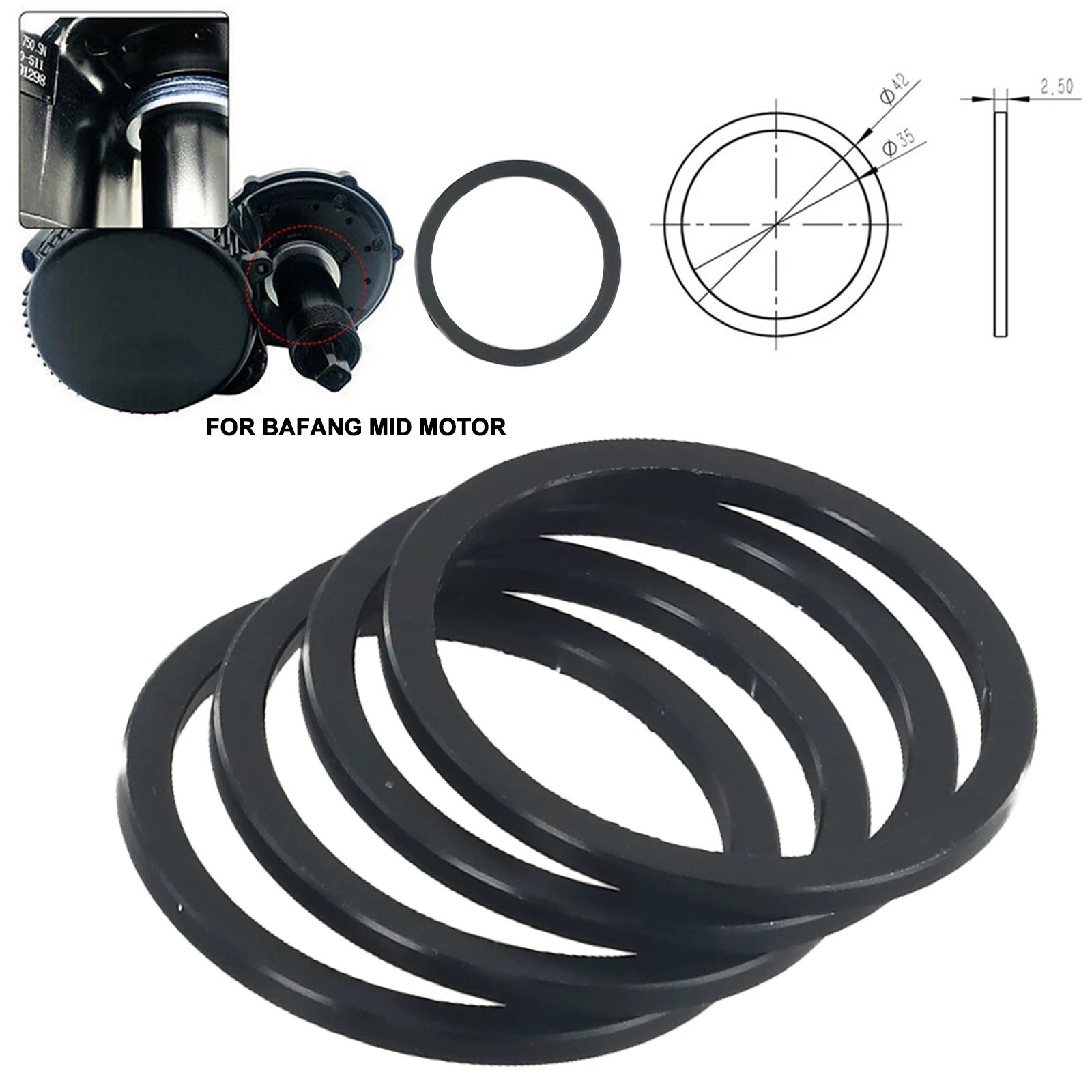 Cycling Gasket For Bafang Heightening Metal 35mm 4pcs Black Central Motor Components High Quality Hot Practical