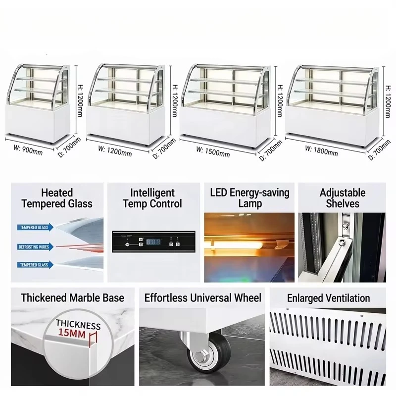 FOODLINE Cake Display Cabinet Custom Voltage Cake Showcase For Overseas Bakery Project Different Local Power Supply Need