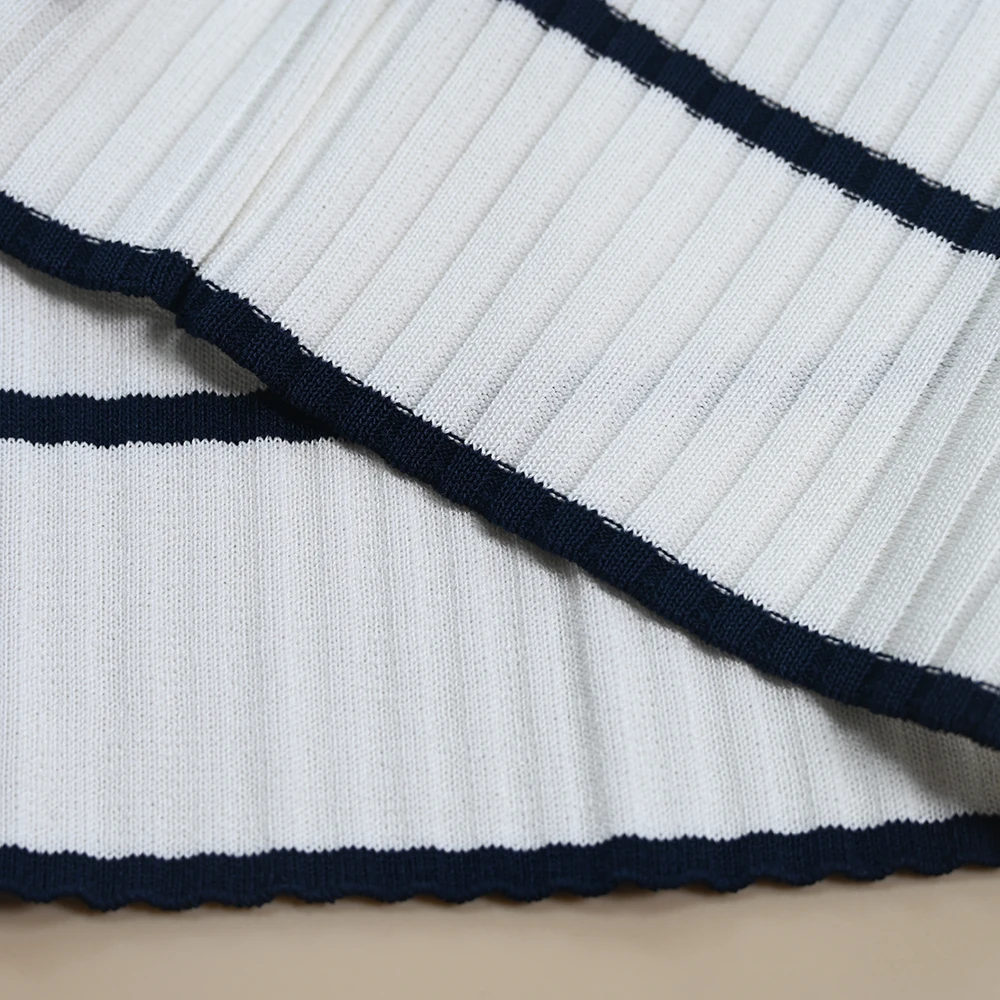 سترة نسائية جديدة بلون Blo V-Ne Svel باللون الأبيض بقصة ضيقة ملابس محبوكة للتنقل صيف 2025