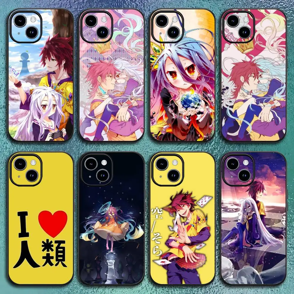 No Game No Life Anime Handyhülle für iPhone 17 12 13 14 15 16 Pro Max Plus Klassische schwarze Softshell