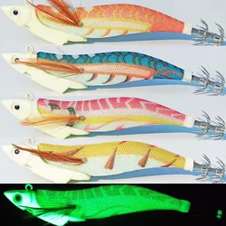 Luminous Artificial Sea Fishing Lure Set, Camarão, Lula Jigs, Lula, Polvo, Inverno, 32g, 42g, 1Pc