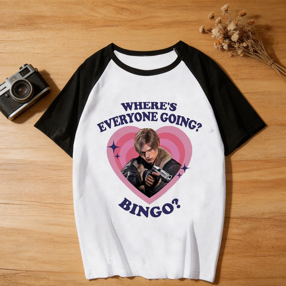 Leon Kennedy top tees femme summer gyaru korean fashion clearance sales t-shirt 80s anime japan gyaru aesthetic