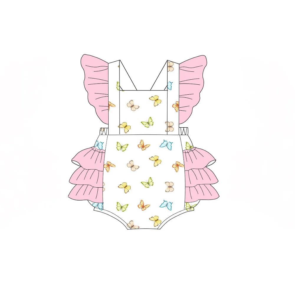 New jumpsuit boutique children's suit pearl suspender jumpsuit lace girls clothing flower bow print girls clothing wholesale