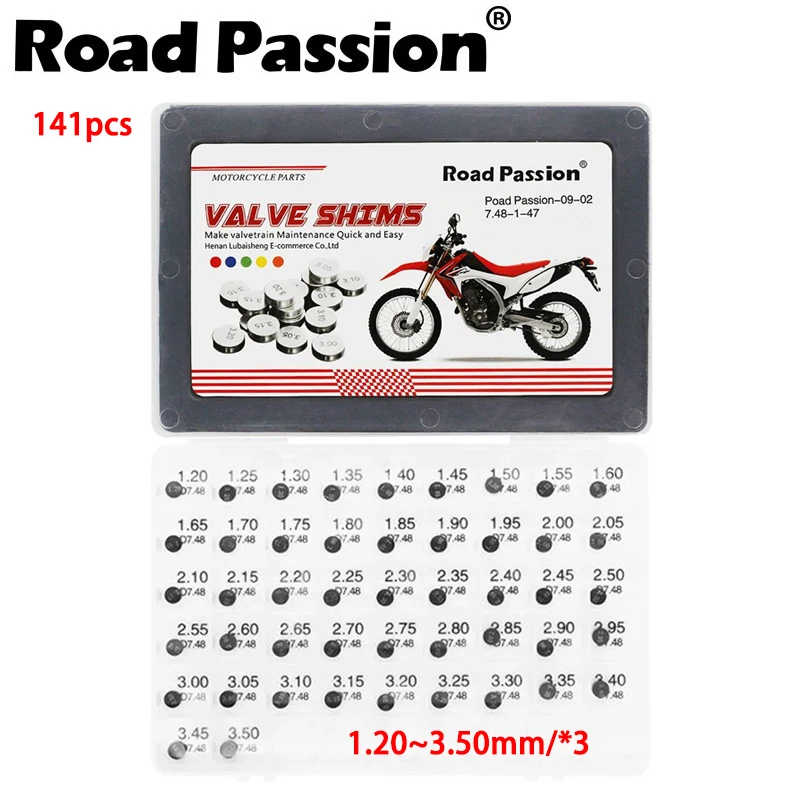 

141pcs Motorcycle Parts Adjustable 7.48mm Valve Shim Kit For HONDA SUZUKI YAMAHA KAWASAKI Gasket Pad Shims Cams 1.2~3.5mm