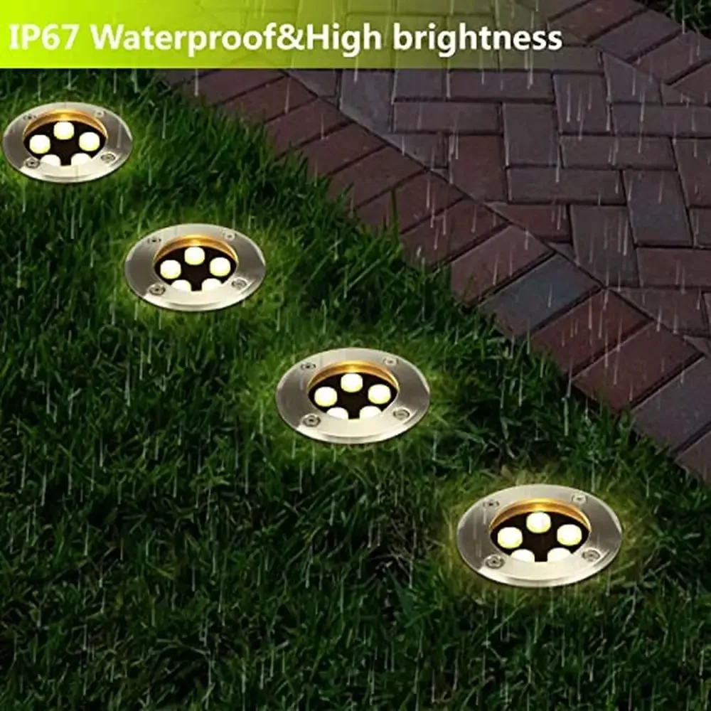 Luces de tierra para exteriores, iluminación de paisaje impermeable de 5W, 110V, 120V, lámpara subterránea empotrada de alto brillo, fácil de instalar, IP67