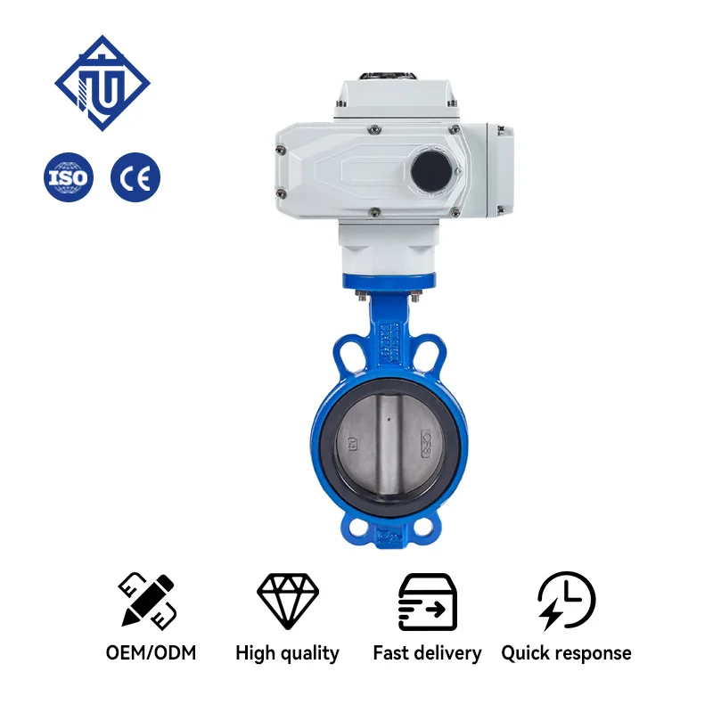 Ductile Iron Electric Wafer Butterfly Valve DC24V AC220V 380V DN50-DN500 PN16 Industrial Automation Pipeline Shutoff Valve