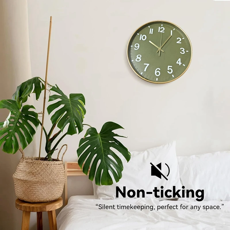 Wall Clock 12 Inch Silent Wall Clocks Battery Operated for Kitchen Office Bathroom Bedroom Decorative-A73M