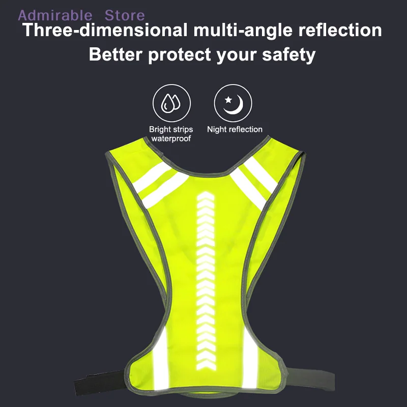 [W]Motorcycle Safety Jacket Visible Reflective Vest Working Clothes Night Security Running Cycling Coat