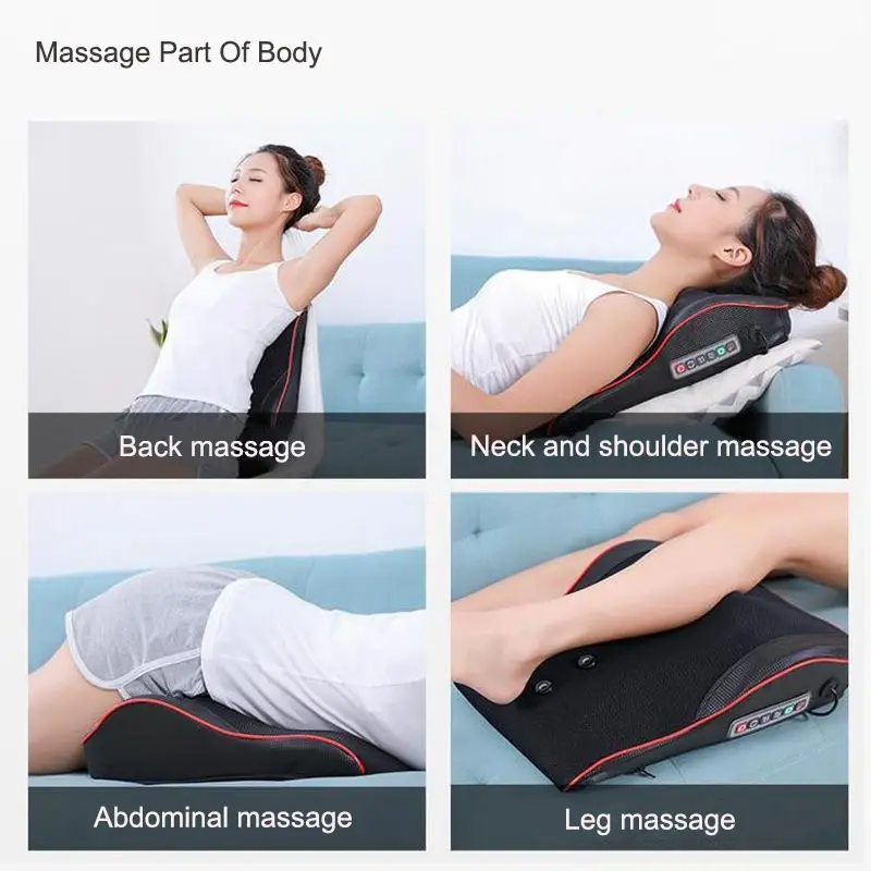 Nieuwe Elektrische Shiatsu Hoofd Hals Cervicale Tractie Lichaam Massager Auto Rugkussen Met Verwarming Vibrerende Massage Apparaat