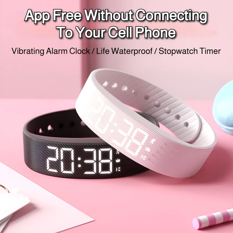 Digital Watch with Vibration Alarm Student Smart Watch Sports Pedometer Multi-function Adjustable Wristband Electronic Watch