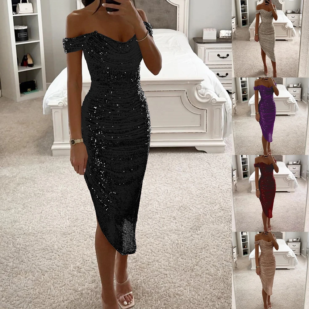 Vestido de festa requintado fora do ombro vestidos aplicáveis para casamentos disponíveis em vários tamanhos novo vestido elegante