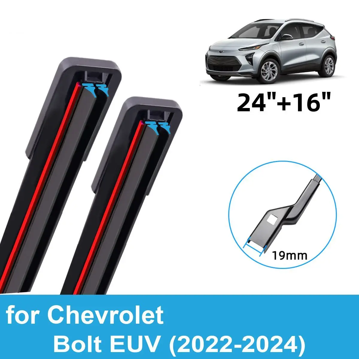 

2PCS Car Wiper Blades for 2022-2024 Chevrolet Bolt EUV Front Windscreen Windshield Double Rubber Car Accessories 2022 2023 2024