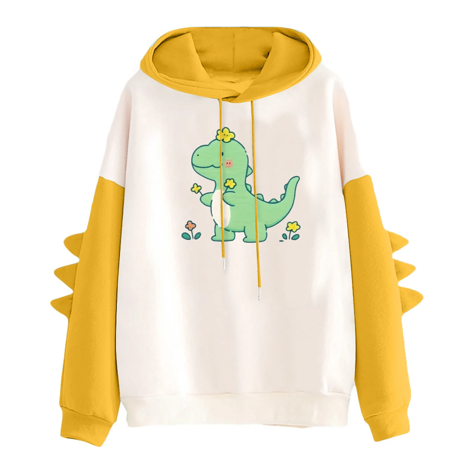 ديناصور هوديي المرأة الكرتون لطيف طباعة Kawaii الكرتون الملابس حجم كبير البلوز Harajuku الإناث الخريف الدافئة الشارع الشهير