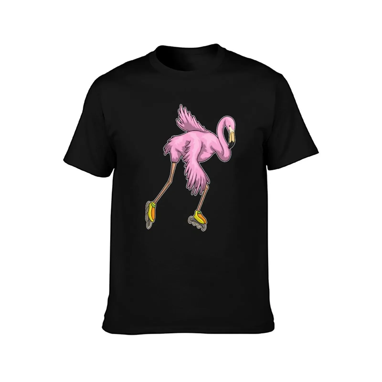 Flamingo Inline skating Roller skates T-Shirt aesthetic clothes tops fashion shirts vintage graphic tee men clothes