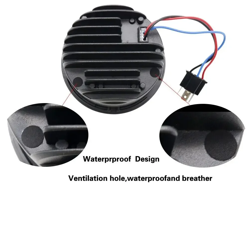4.65 Inch Black Dual LED Headlight DRL Hi/Low Beam For Harley Dyna Fat Bob FXDF