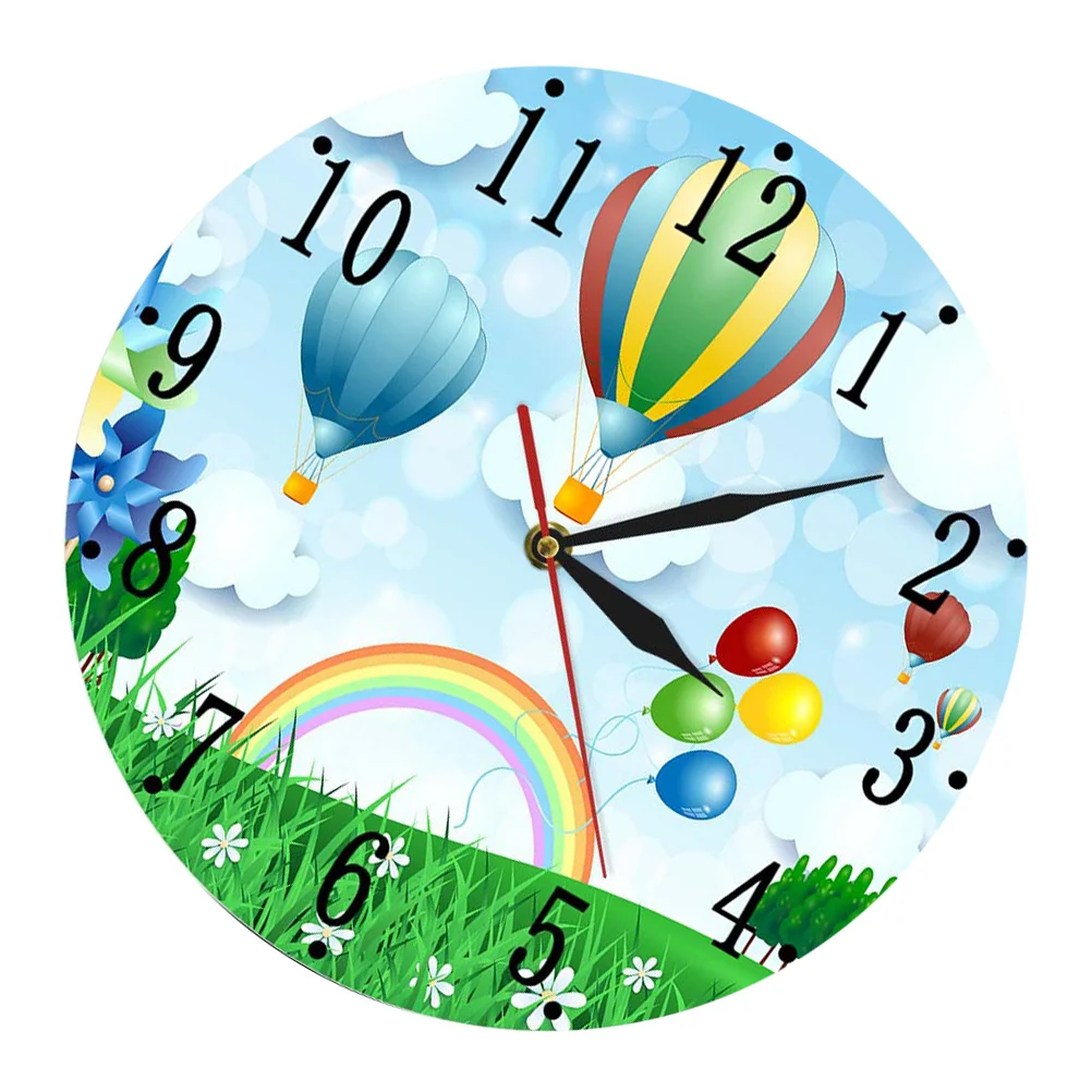 

Colorful Acrylic Wall Clock Decor Digital Hot Air Balloon Vintage Child Round Room Office Space Home Decoration