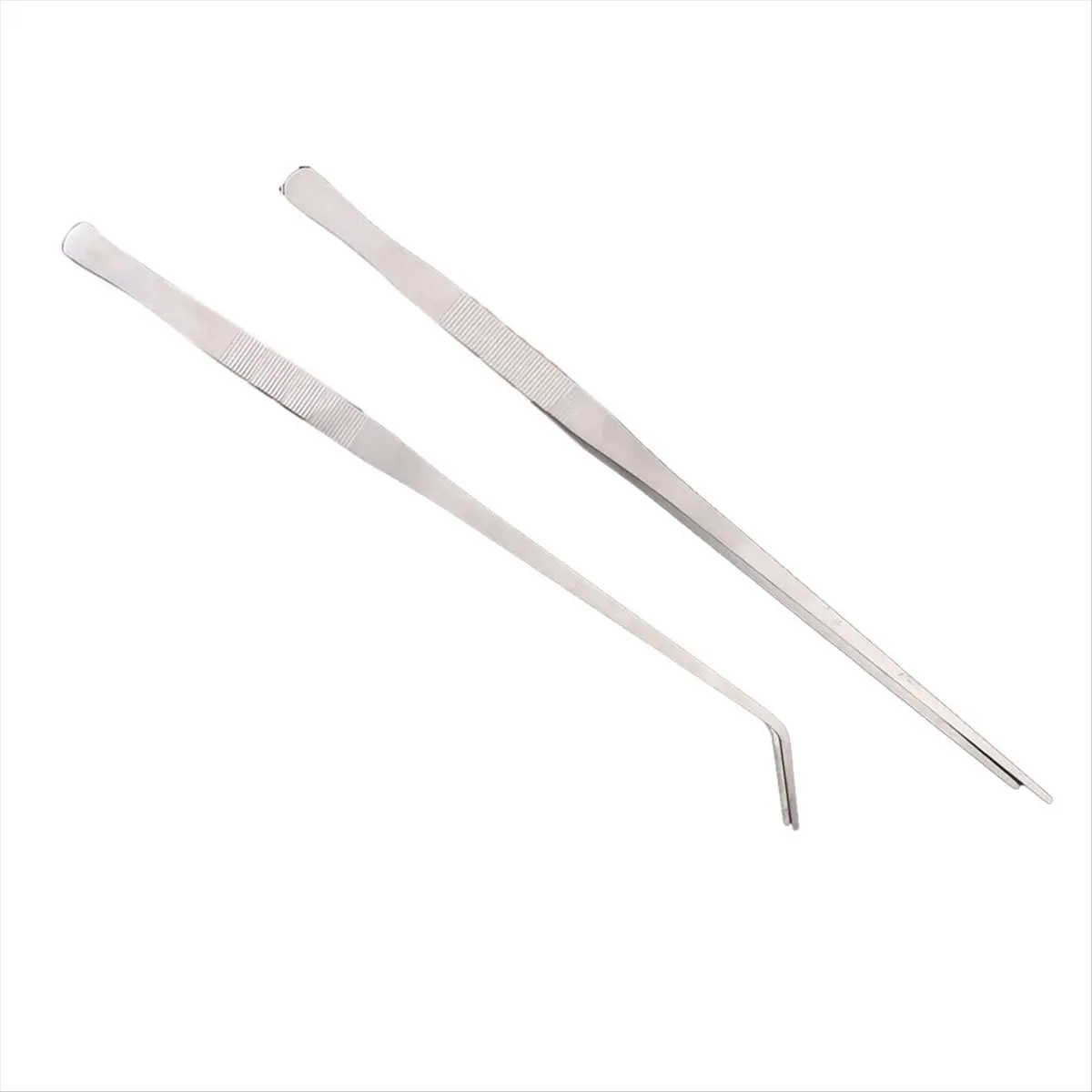 |NEWAA73|2PCS 48cm Stainless Steel Tweezers Fish Tank Aquatic Plants Aquarium Tool Water Plant Curved Pliers Feeding Ton