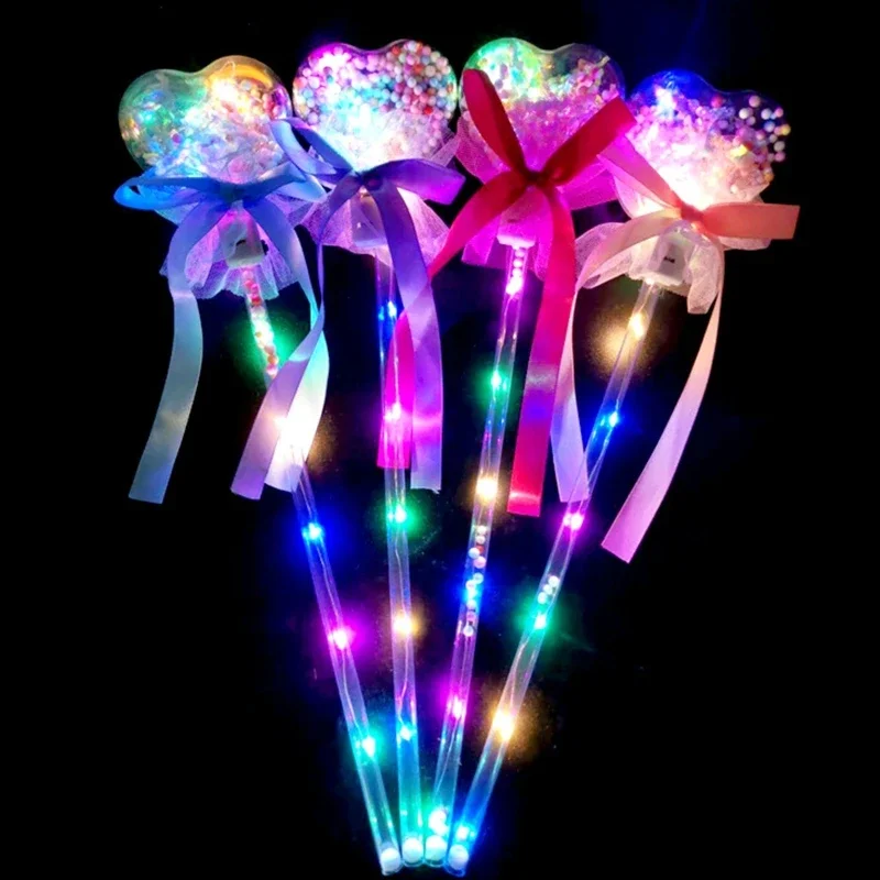 Kids Boys Girls Handheld Heart Magical Princess LED Lantern Wand Stage Performance Props Wholesale