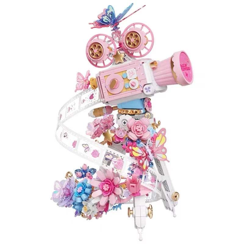 MOC Schmetterling Schatten Kamera Blume Baustein Set Fantastische Fotografie Ornamente Schreibtisch Dekoration Kinder Geburtstag Geschenke