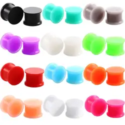 2pcs Silicone Plugs Ear Gauges Stretching Kit Double Flared Expander Tunnels Flesh Saddle Set Unisex Body Piercing Jewelry