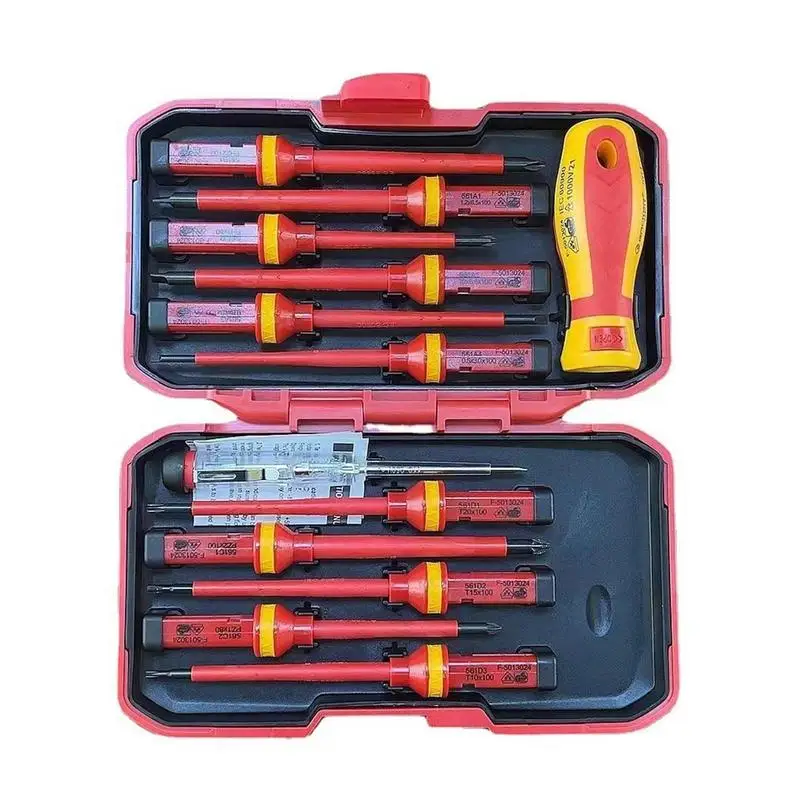 

Insulated Screwdriver Set Electrician Screwdriver High Hardness Household Magnetic Cross Word Shaped Plum Blossom Auto Accessory