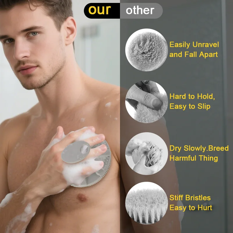 Silicone bath brush soft hair rub the back remove dead skin do not hurt the stratum corneum promote blood circulation massage