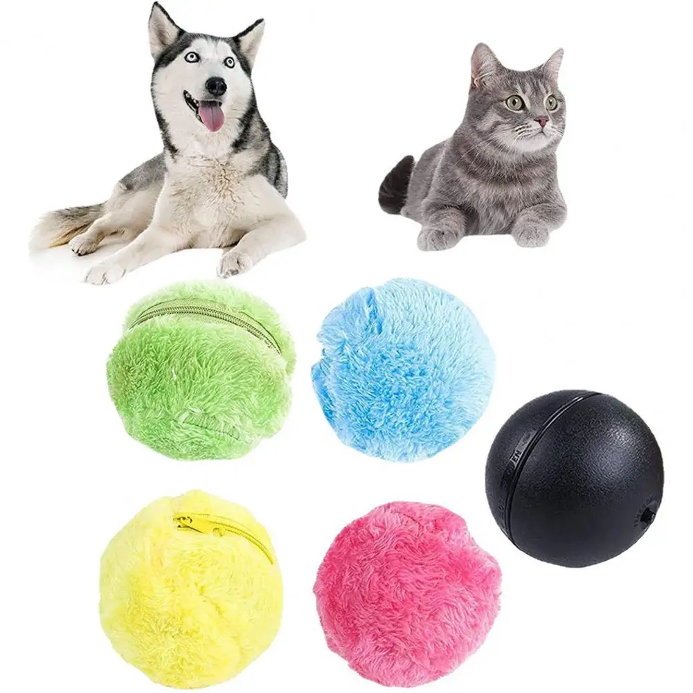 Electric Pet Toy Ball Interactive Dog Toy Ball Pet Ball Plush Dog Cat Chasing Self Play Mop Pet Toy Making Sound Balls