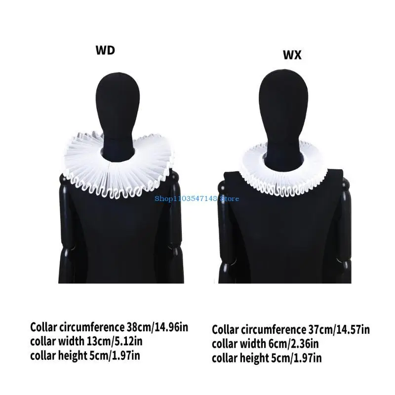 P88B Ruff Collar Ruffled Tie Collar Retro Cosplay Sopela Collar para Play Drama