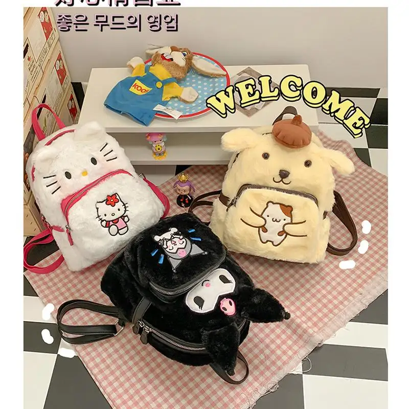 Hot Miniso Kawaii Plüsch Rucksack Hallo Kitty Cartoon niedlichen Freizeit hohe Kapazität Studenten tasche Schule beginnt Geschenk Mode neuen Stil