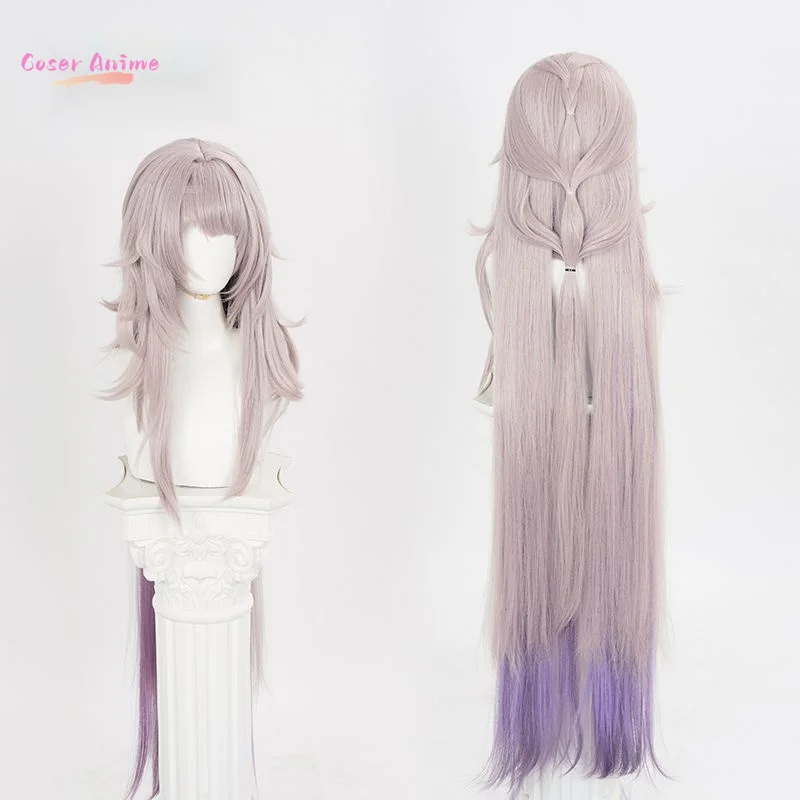 Peluca de Cosplay The Herta Honkai Star Rail marrón 100cm pelo largo gradiente púrpura estación espacial Herta fiesta de Halloween mujeres niñas