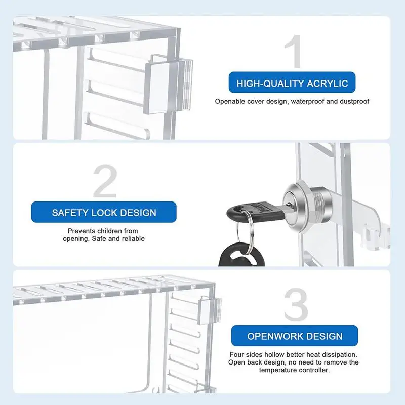 Thermostat Cover Wall Mounted Acrylic Thermostat Guards Large Universal Combination Lock Clear Box Guard For Wall Panel School