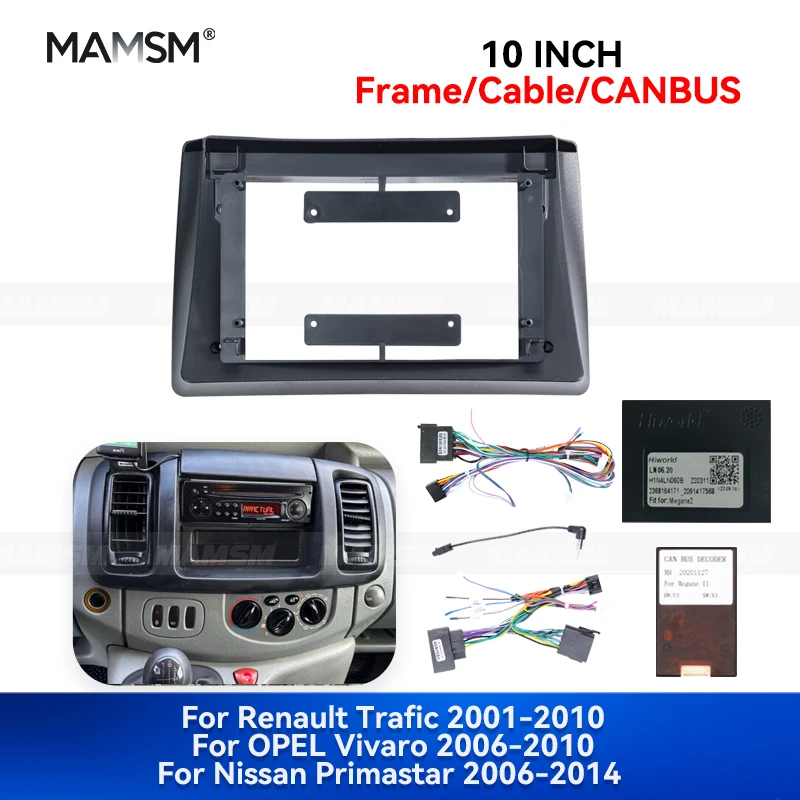 MAMSM For RENAULT TRAFIC 2001-2010/OPEL VIVARO 2006-2010/NISSAN PRIMASTAR 2006-2014 Car Radio Frame Fascia Cable Canbus Adapter