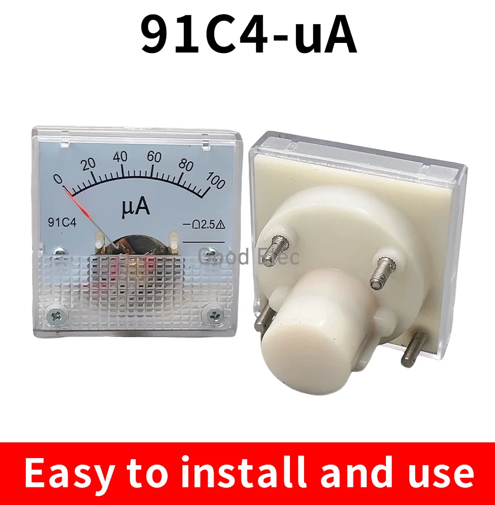 91C4-UA DC microammeter 50 100 200 300 500 Analog Mechanics Plate table Pointer type Ammeter 45*45mm