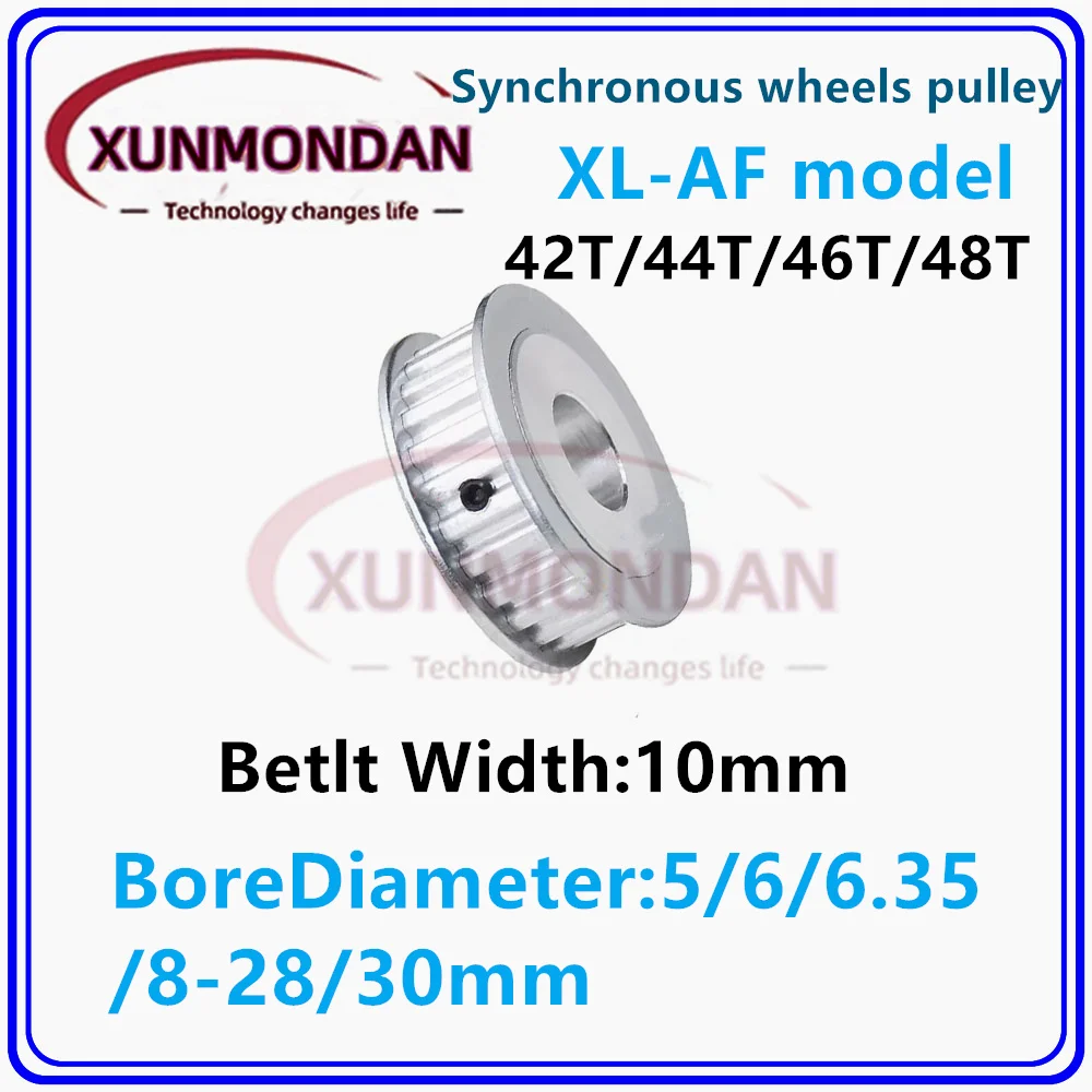 XL Timing Pulley AF Type 42T/44T/46T/48Teeth Bore 10/12/14/15/16/17/18/19/20-28/30mm for 10mm Width Belt Used In Linear Pulley