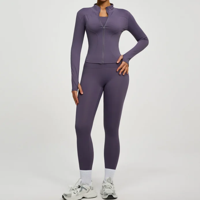 Quick Dry Breathable Women High Stretch Sport Set High Waist Butt Lift 2Pcs Gym Yoga Running Tracksuit