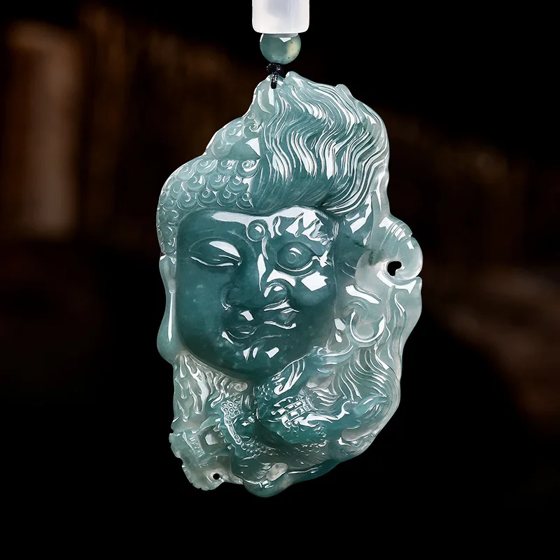 Pendentif en jade bleu naturel de qualité A, avec graines de glace collantes, pour cadeaux masculins, livraison directe