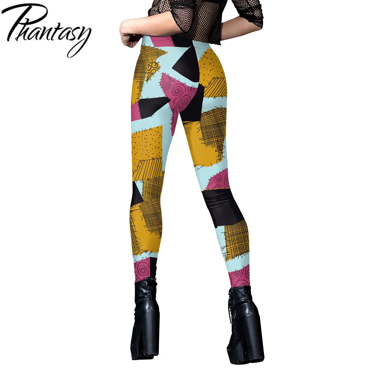 Phantasy Halloween Women Leggings Gothic Movie Sally Leggings Casual Sporty Pants Yoga Trousers Anime Cartoon Pattern Leggings