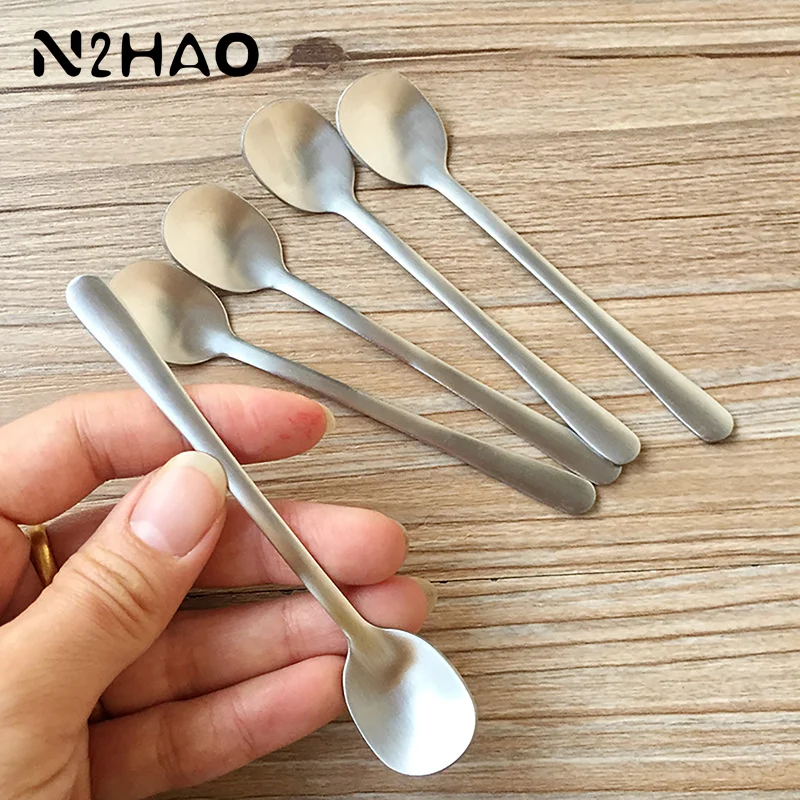 Koreanischen Stil Edelstahl Gewürz Löffel Runde Verdickte Rührlöffel Kaffee Tee Dessert Löffel Rührlöffel Geschirr