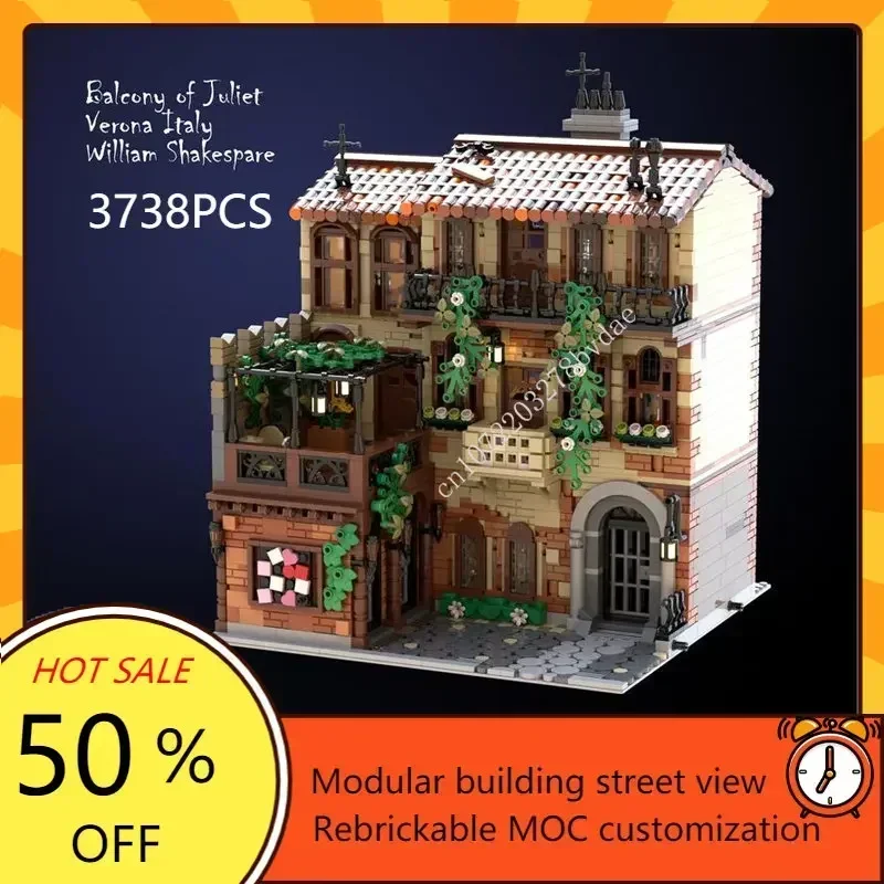 

Модульный балкон Джульетты MOC, вид на улицу, головоломка на заказ, креативная архитектура, сборная модель «сделай сам», развивающая игрушка в подарок
