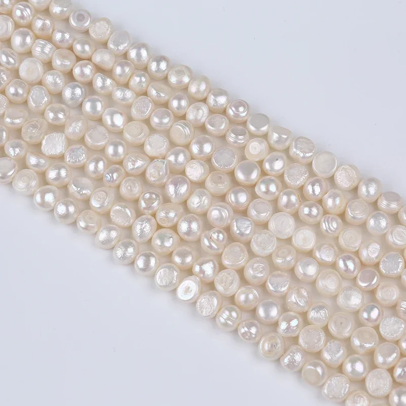 18cm length White 8-9mm Side Hole  Baroque Natural Freshwater Pearls Strands