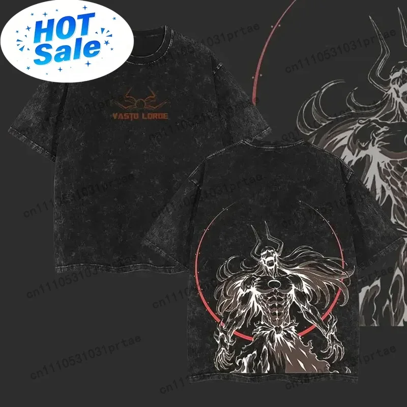 Bleach Anime Peripherals Graphic Print T-Shirts Men Women Streetwear Washed Vintage New Fashion Hot Tees Oversized Short bLACK
