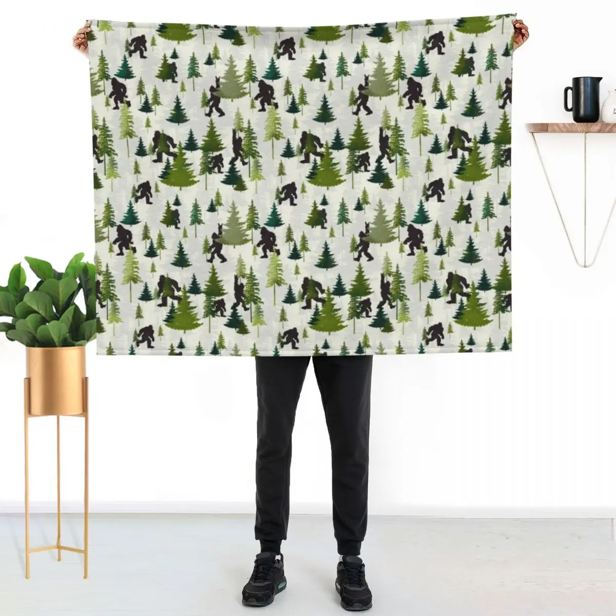 

Hide and Seek with Bigfoot Throw Blanket Cozy Warm Blanket for Bed Room Decor