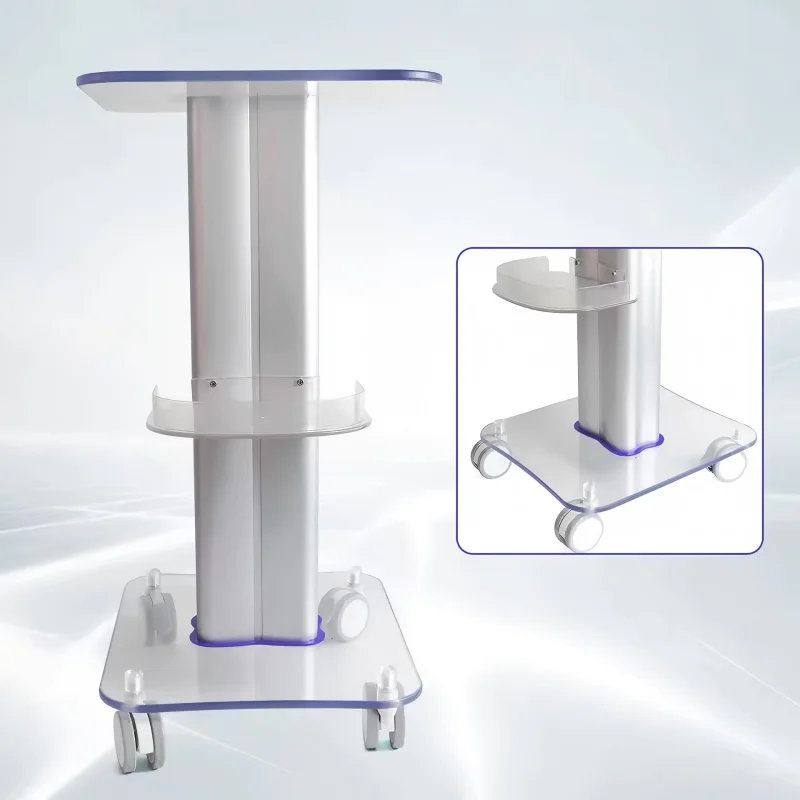 SPA Machine Holder Acrylic Beauty Salon Trolley Rolling Cart Mobile Equipment Stand with Universal Wheels