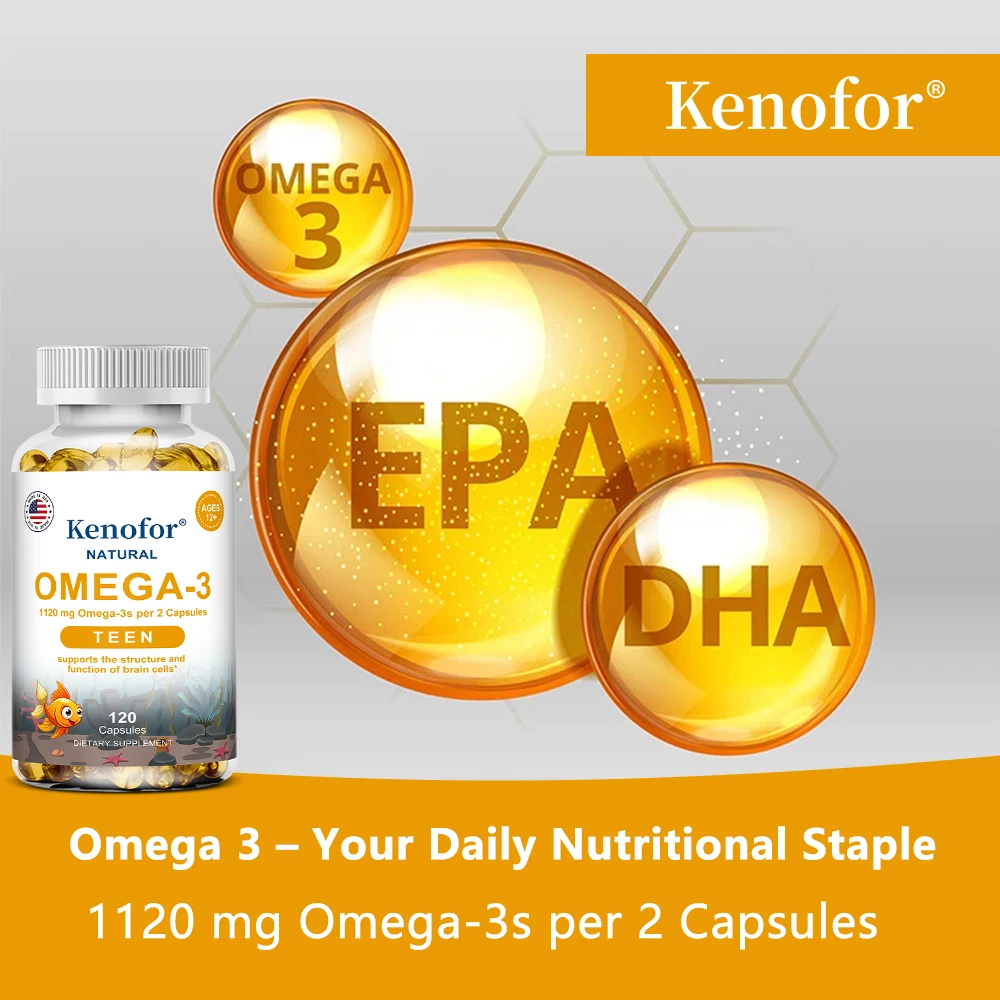 Omega-3 Fish Oil Capsules-Natural Support Brain & Cardiovascular & Skin Health,Antioxidant,Improve Memory,Nervous System Health