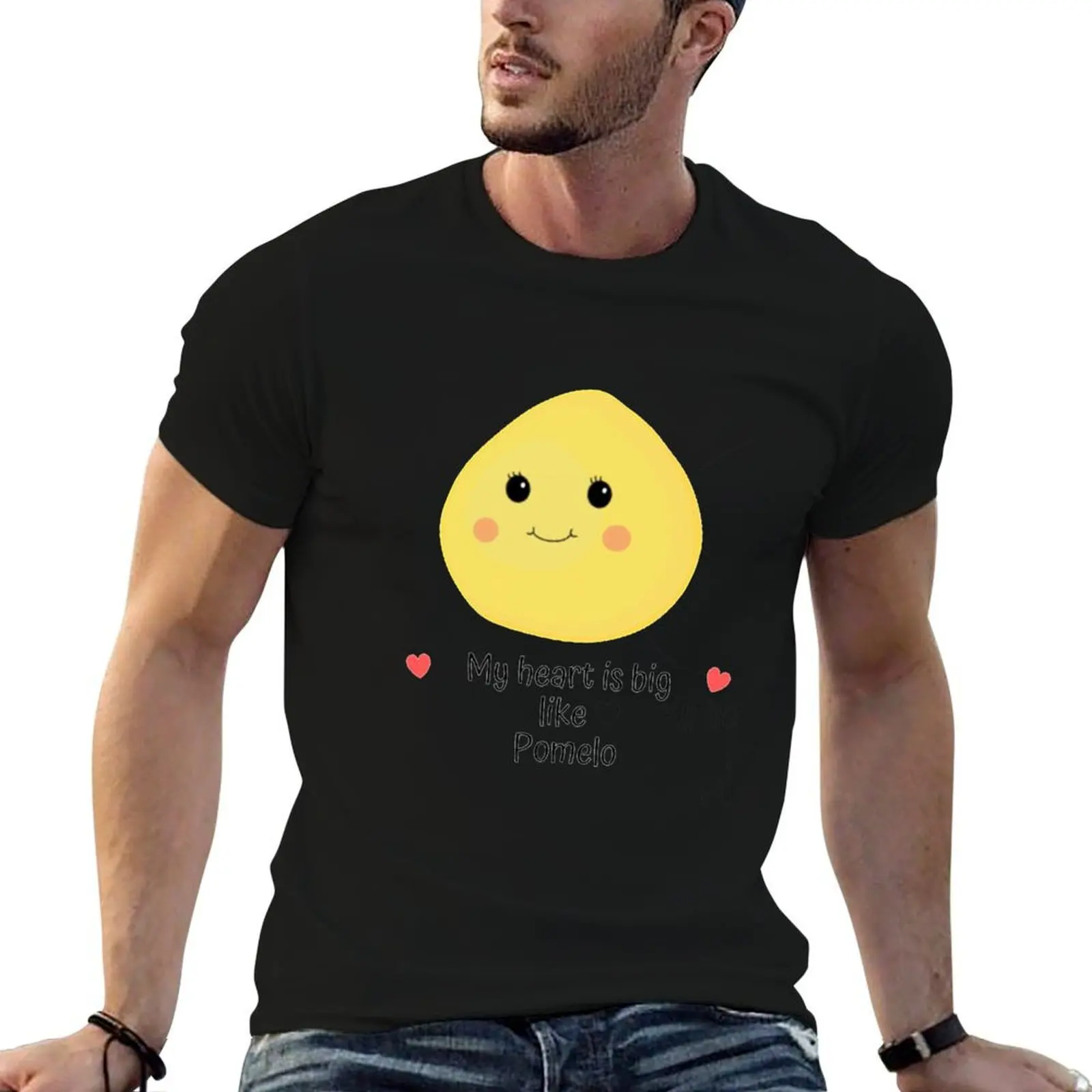 Camiseta Kawaii con gran corazón de pomelo, paquete de camisetas blancas para hombre, camisetas gráficas divertidas de anime para hombre
