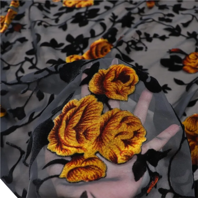 Gaun tidur cheongsam dari kain beludru viscose brokat tenun bermotif dan berwarna pecah-pecah